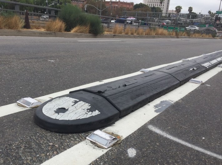 Initial Aliso Street bus lane protection was just