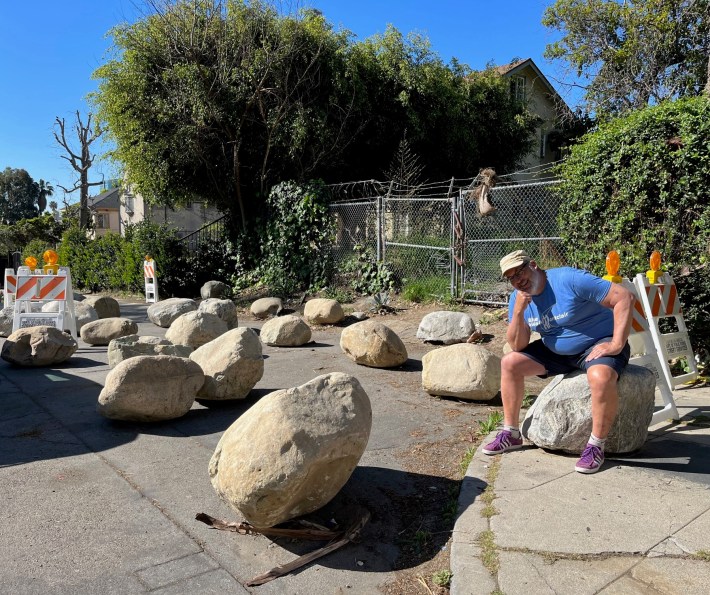 Koreatown rocks, with Streetsblog editor for scale