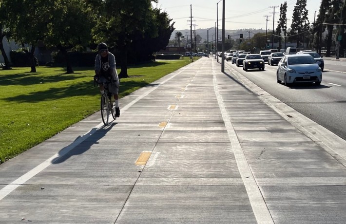 The sidewalk portion of Pomona's Valley Boulevard bikeway