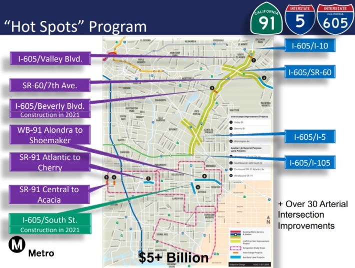 Metro 605 "hot spots" project widens numerous streets, ramps, and freeways around the 605 Freeway