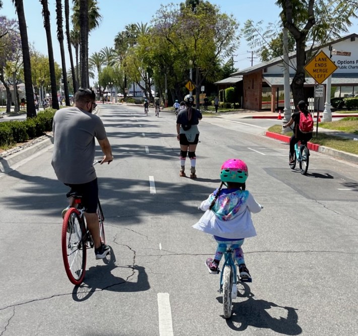 All ages bicycling walking and skating at 626 Golden Streets