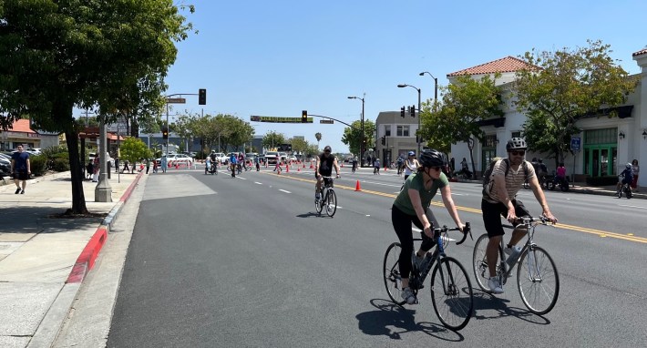 Bicyclists on Las Tunas Road during 626 Golden Streets
