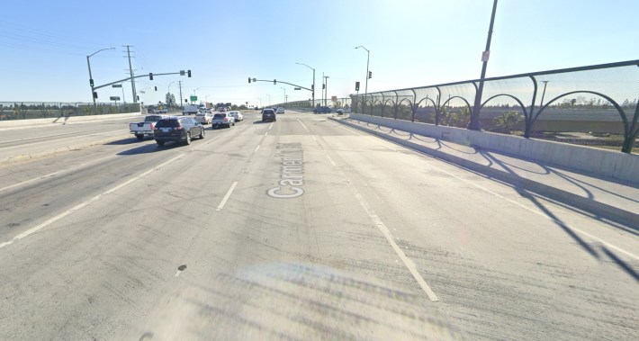 The 9-lane Carmenita Bridge in 2021 - via Google Street View