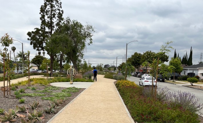 Walking paths in East L.A.'s rainwater median mini-park