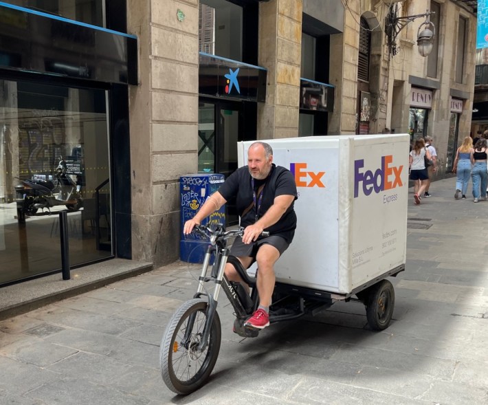 FedEx cargo bike in the Barcelona Gothic Quarter
