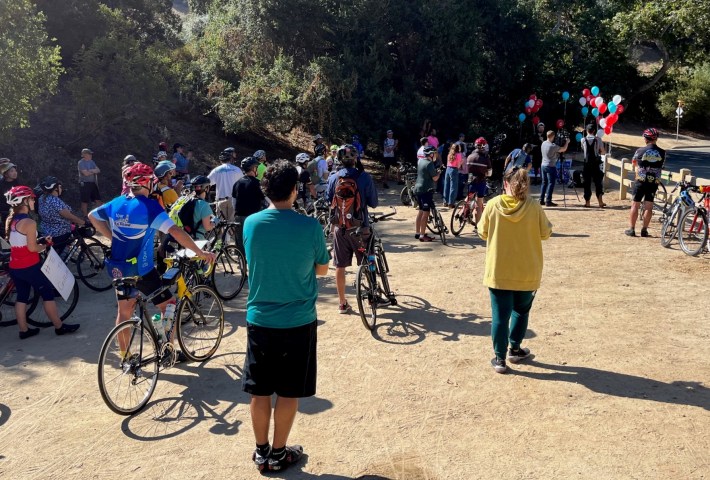 Hundreds of cyclists gathered Saturday to celebrate Griffith Park safety improvements
