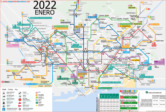 Barcelona's rail map. Note that this shows an area a bit smaller than the city of Long Beach.