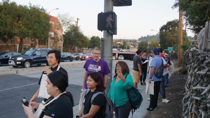 Alhambra residents attend a community walk on Fremont Avenue led by activist group Sustainable SGV. Credit: Chris Greenspon/Streetsblog