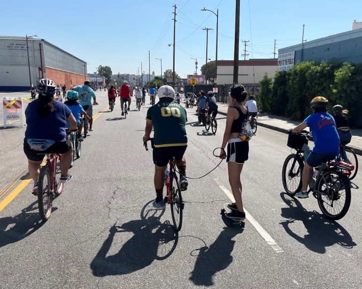 CicLAvia isn't just bicycling - sometimes the bicyclists tow non-bikes