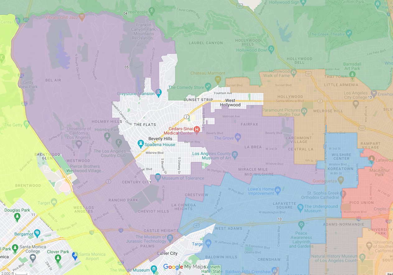 L.A. City Council District 5 (purple) borders