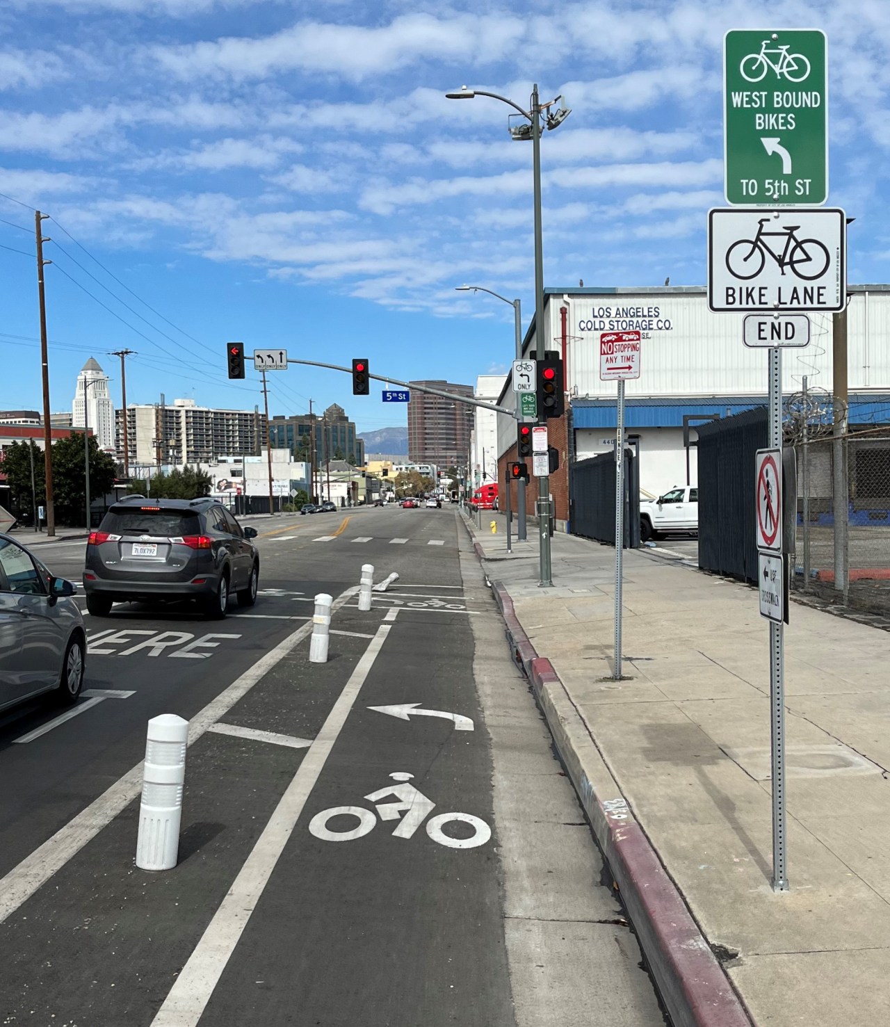On Central Avenue, bikeway signage to get cyclists onto the 5th/6th one-way couplet