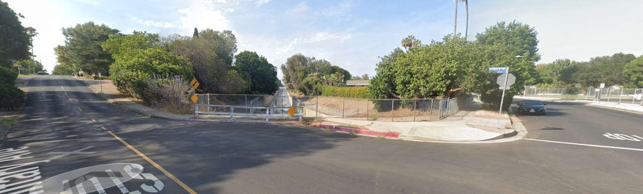 The Sepulveda Channel at the intersection of Military Avenue and Queensland Street - via Google Street View
