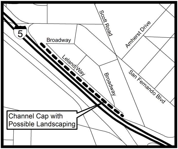 Map of Leland Way Streetscape project via city of Burbank
