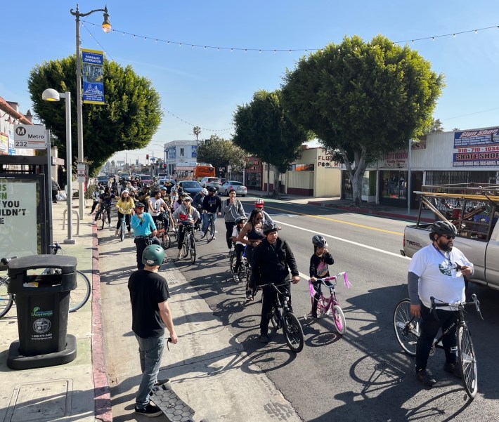 More than 60 cyclists participated in the bike tour of Anaheim Street improvements