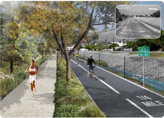 Pacoima Wash Vision Plan bike/walk path rendering