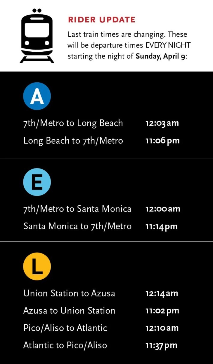 Last week's Metro late night service cuts announcement - via The Source