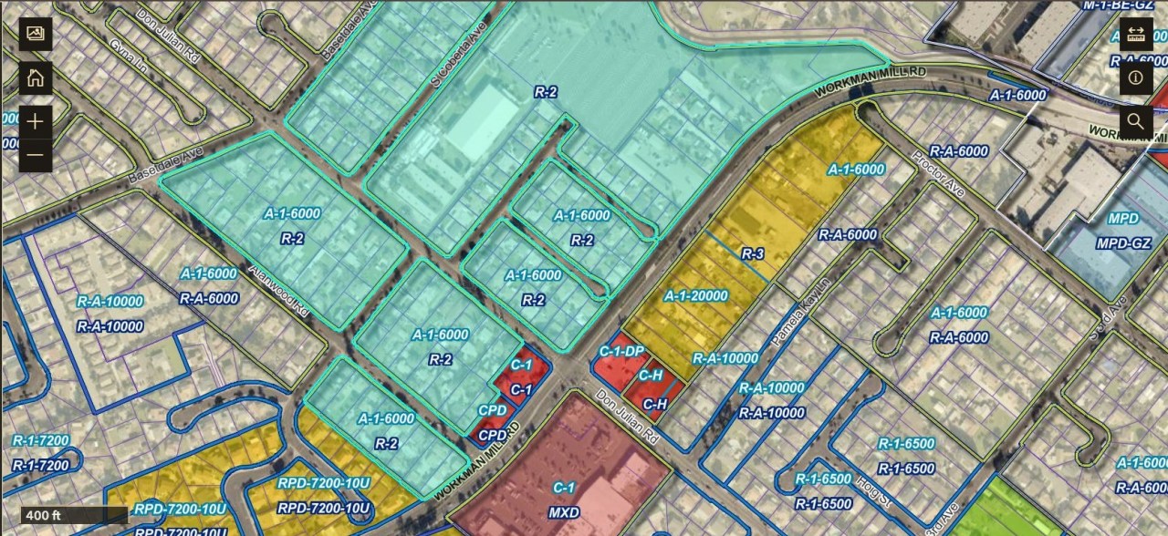 The proposed "Village Center" and adjacent higher density zones proposed for Avocado Heights in the ESGVAP